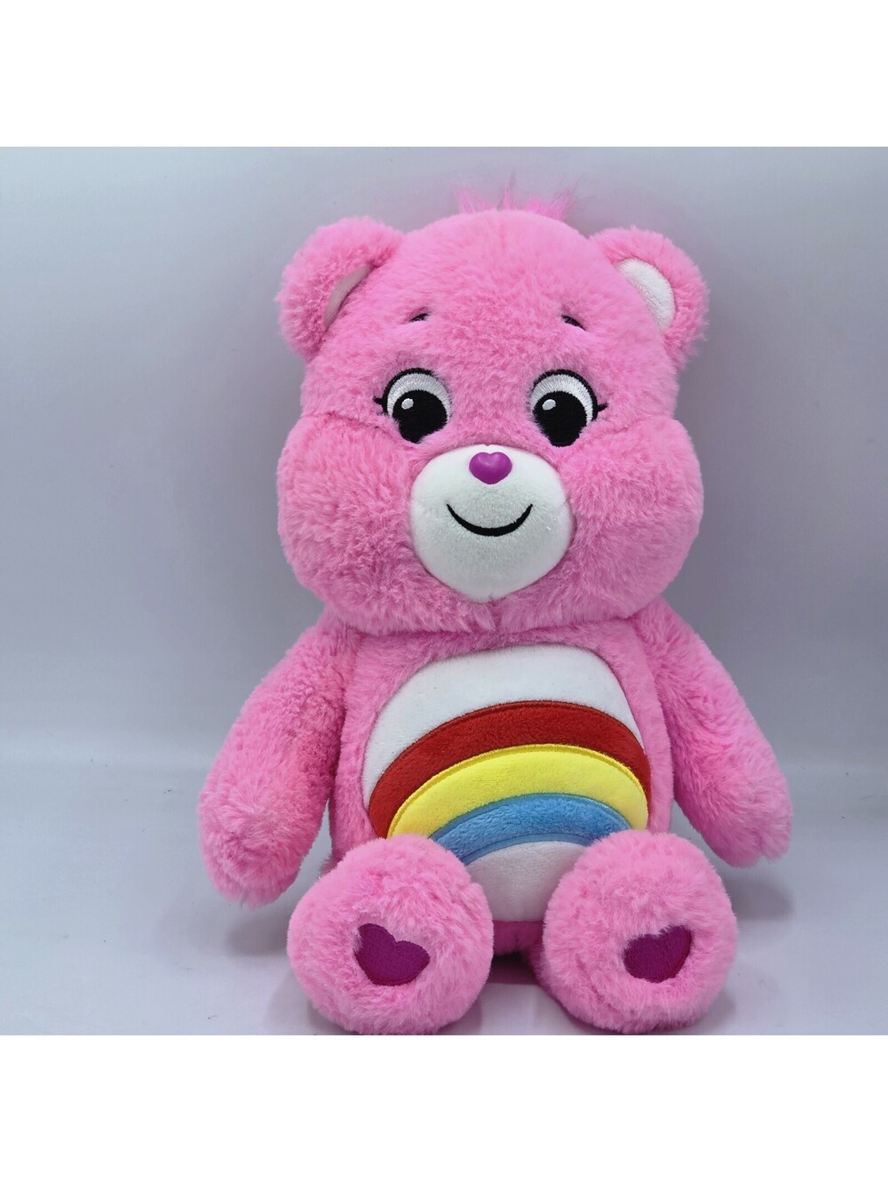 Care Bears Cheer Bear Pink Plush 14” Rainbow Belly Stuffed Toy 2021